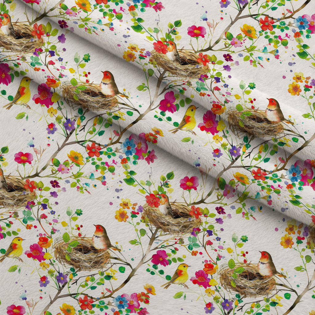 Feathered Blooms Pattern 2 Fleece Fabric — fleece fabric folded close-up preview (mv-fleece-v1:lying)