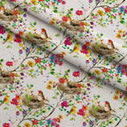 Feathered Blooms Pattern 2 Fleece Fabric — fleece fabric folded close-up preview (mv-fleece-v1:lying)