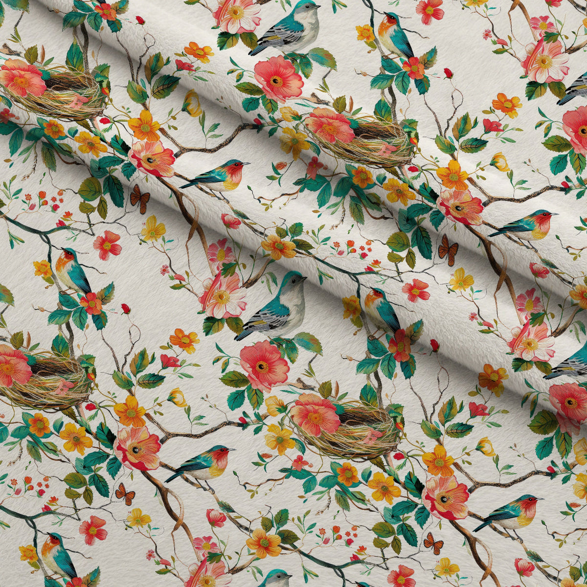 Feathered Blooms Pattern 3 Fleece Fabric — fleece fabric folded close-up preview (mv-fleece-v1:lying)