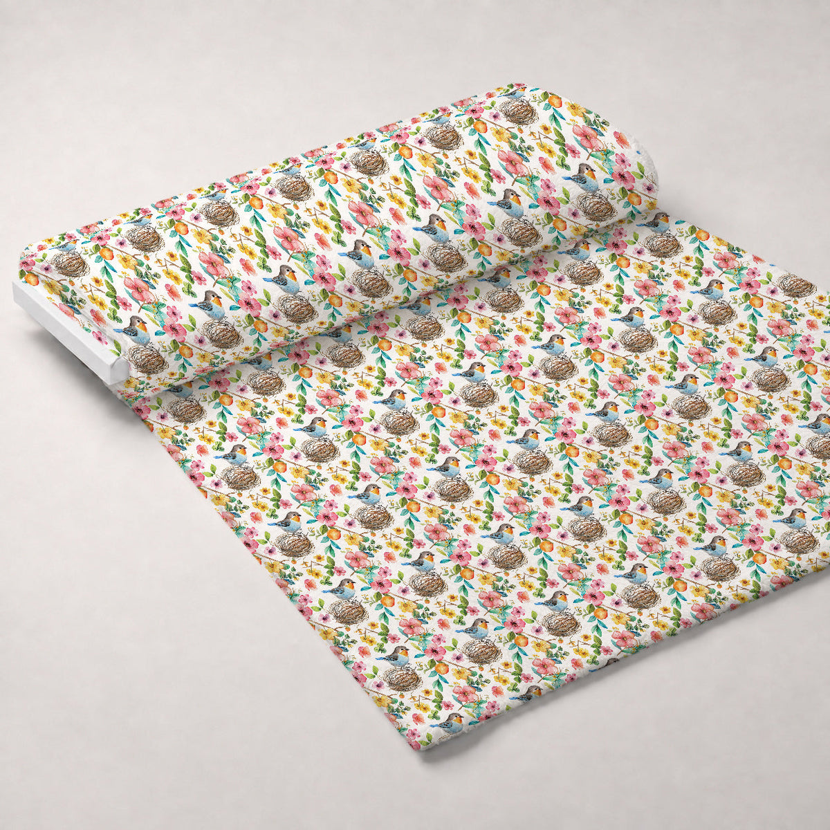 Feathered Blooms Pattern 5 Fleece Fabric — fleece fabric unrolled bolt preview (mv-fleece-v1:bolt)