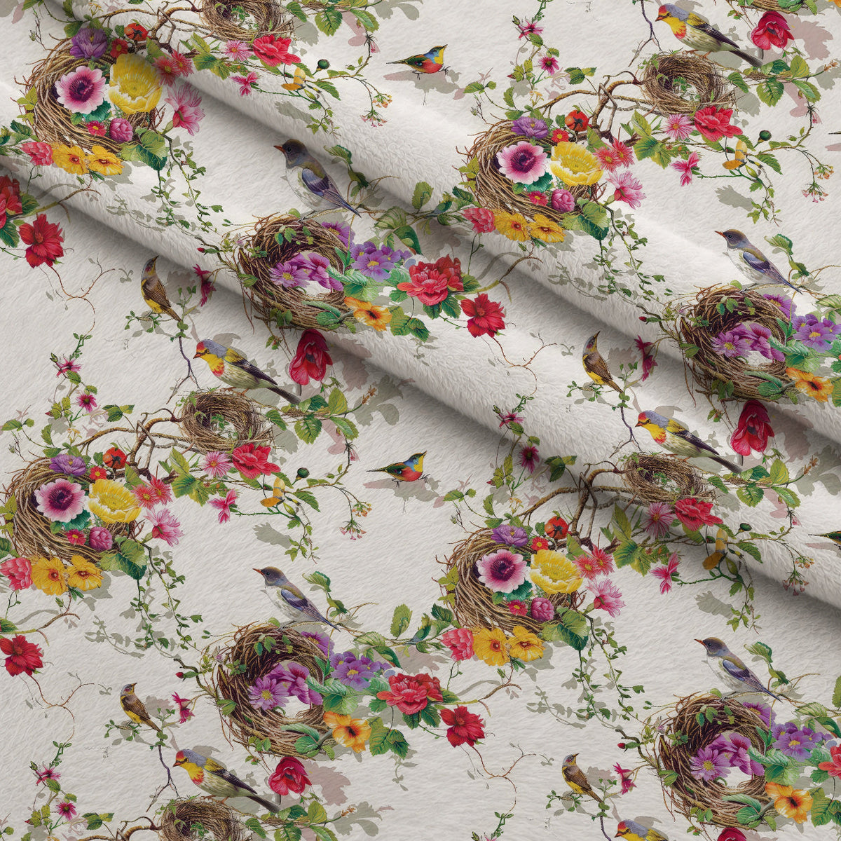 Feathered Blooms Pattern 8 Fleece Fabric — fleece fabric folded close-up preview (mv-fleece-v1:lying)