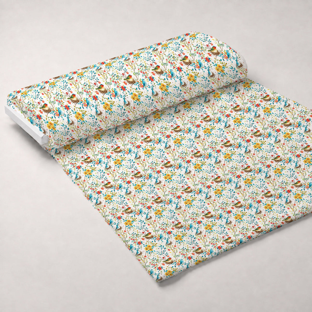 Feathered Blooms Pattern 9 Fleece Fabric — fleece fabric unrolled bolt preview (mv-fleece-v1:bolt)