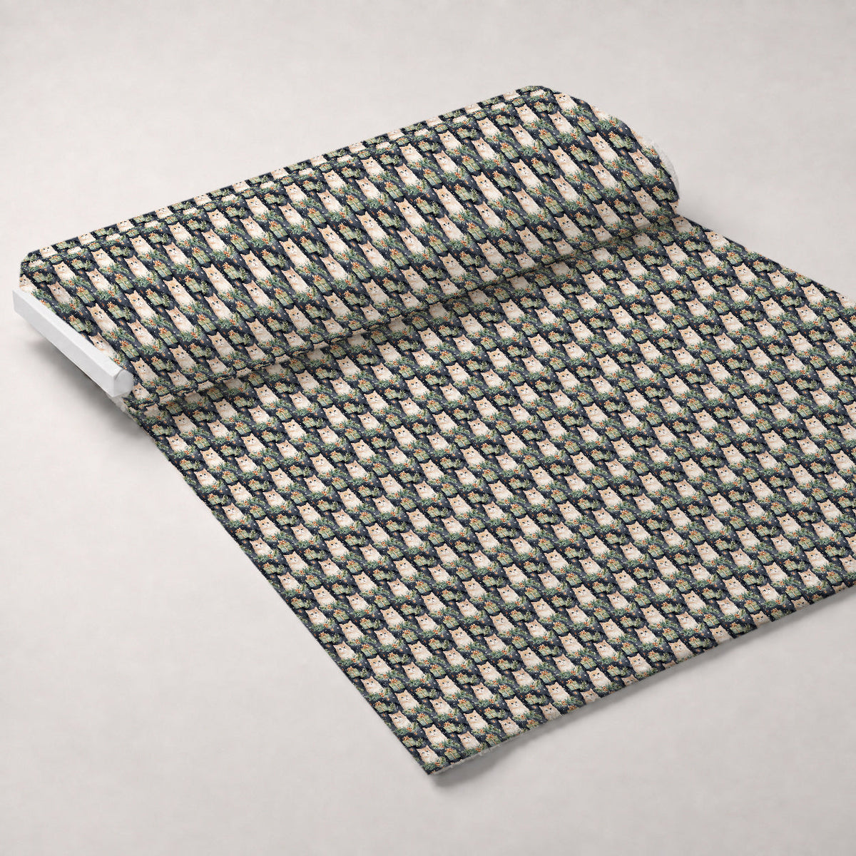 Festive Felines Pattern 11 Fleece Fabric — fleece fabric unrolled bolt preview (mv-fleece-v1:bolt)