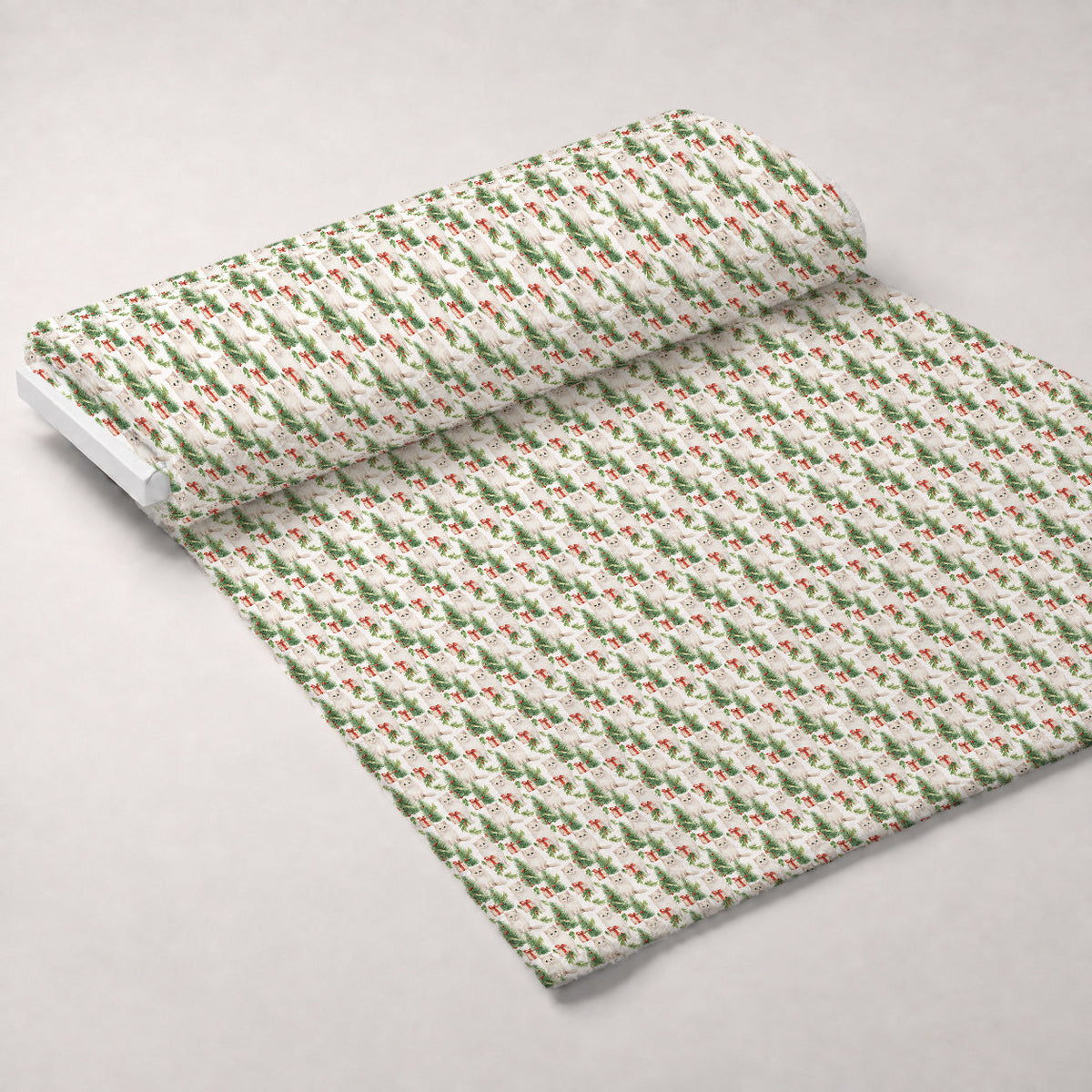 Festive Felines Pattern 4 Fleece Fabric — fleece fabric unrolled bolt preview (mv-fleece-v1:bolt)
