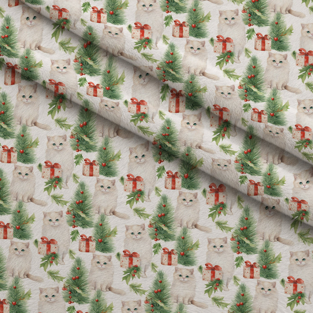 Festive Felines Pattern 4 Fleece Fabric — fleece fabric folded close-up preview (mv-fleece-v1:lying)