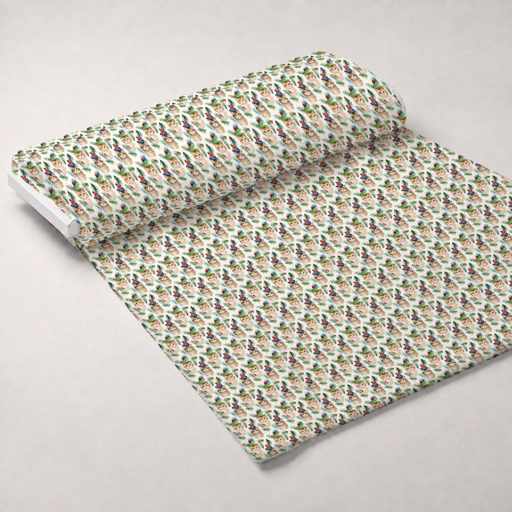 Festive Felines Pattern 7 Fleece Fabric — fleece fabric unrolled bolt preview (mv-fleece-v1:bolt)