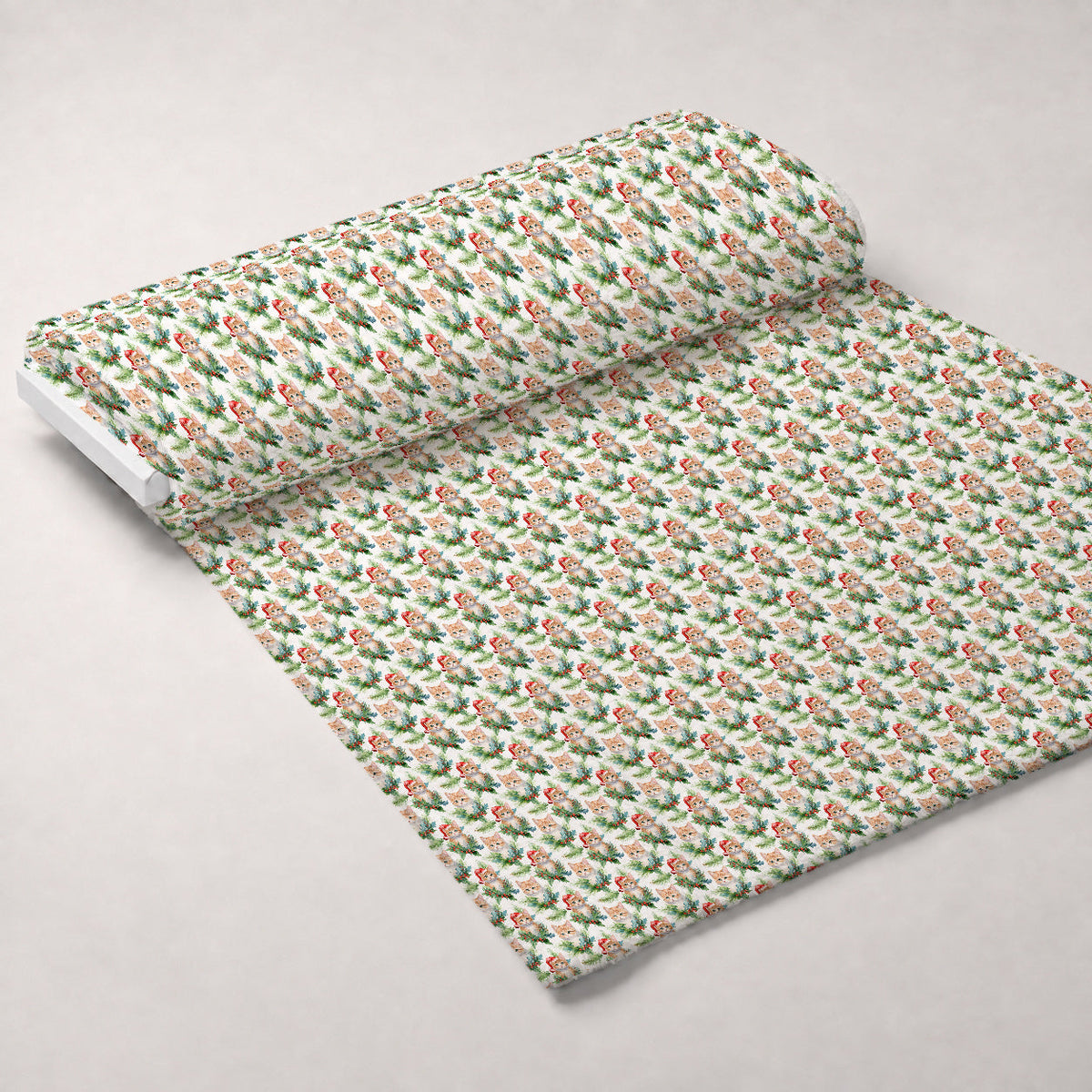 Festive Felines Pattern 8 Fleece Fabric — fleece fabric unrolled bolt preview (mv-fleece-v1:bolt)
