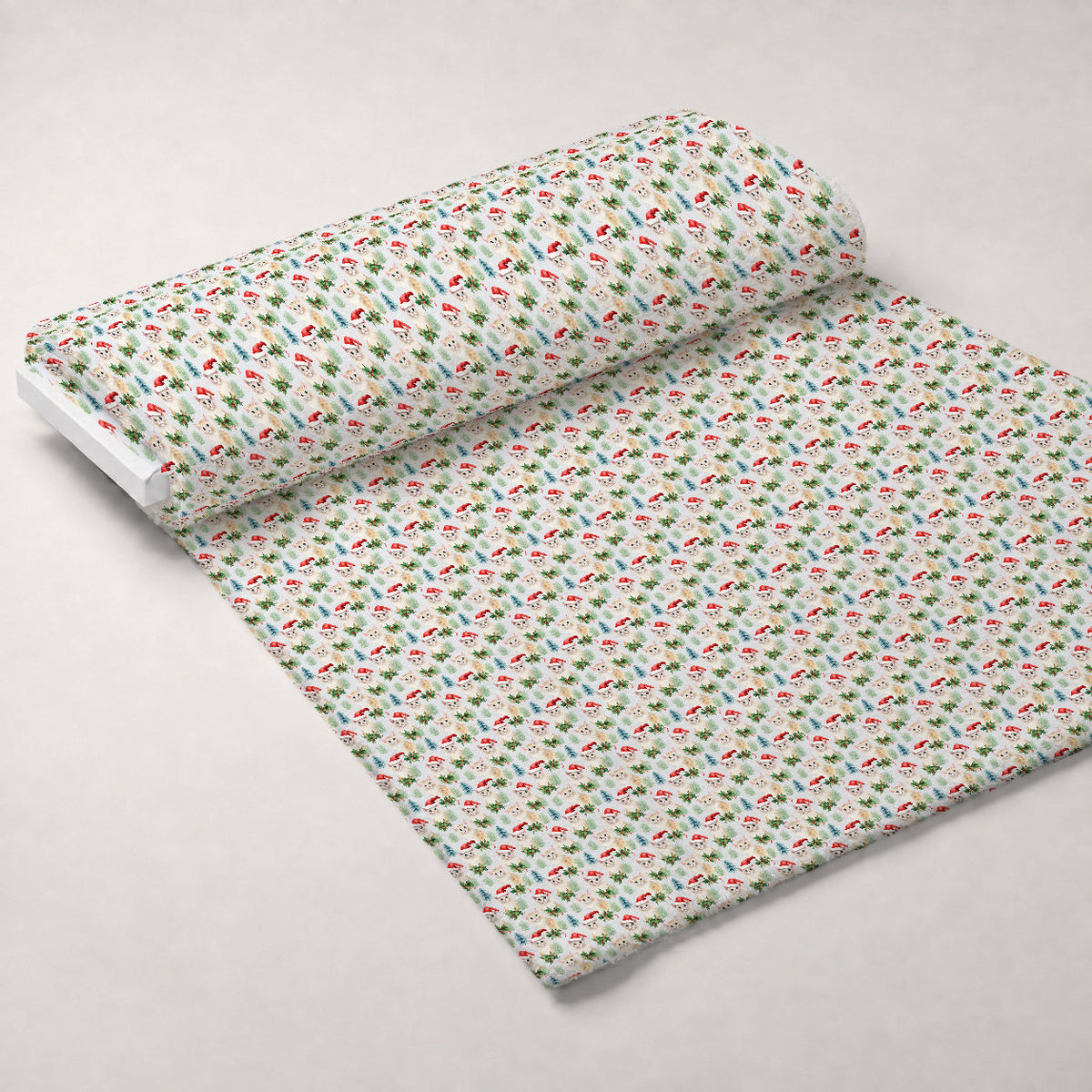 Festive Felines Pattern 9 Fleece Fabric — fleece fabric unrolled bolt preview (mv-fleece-v1:bolt)