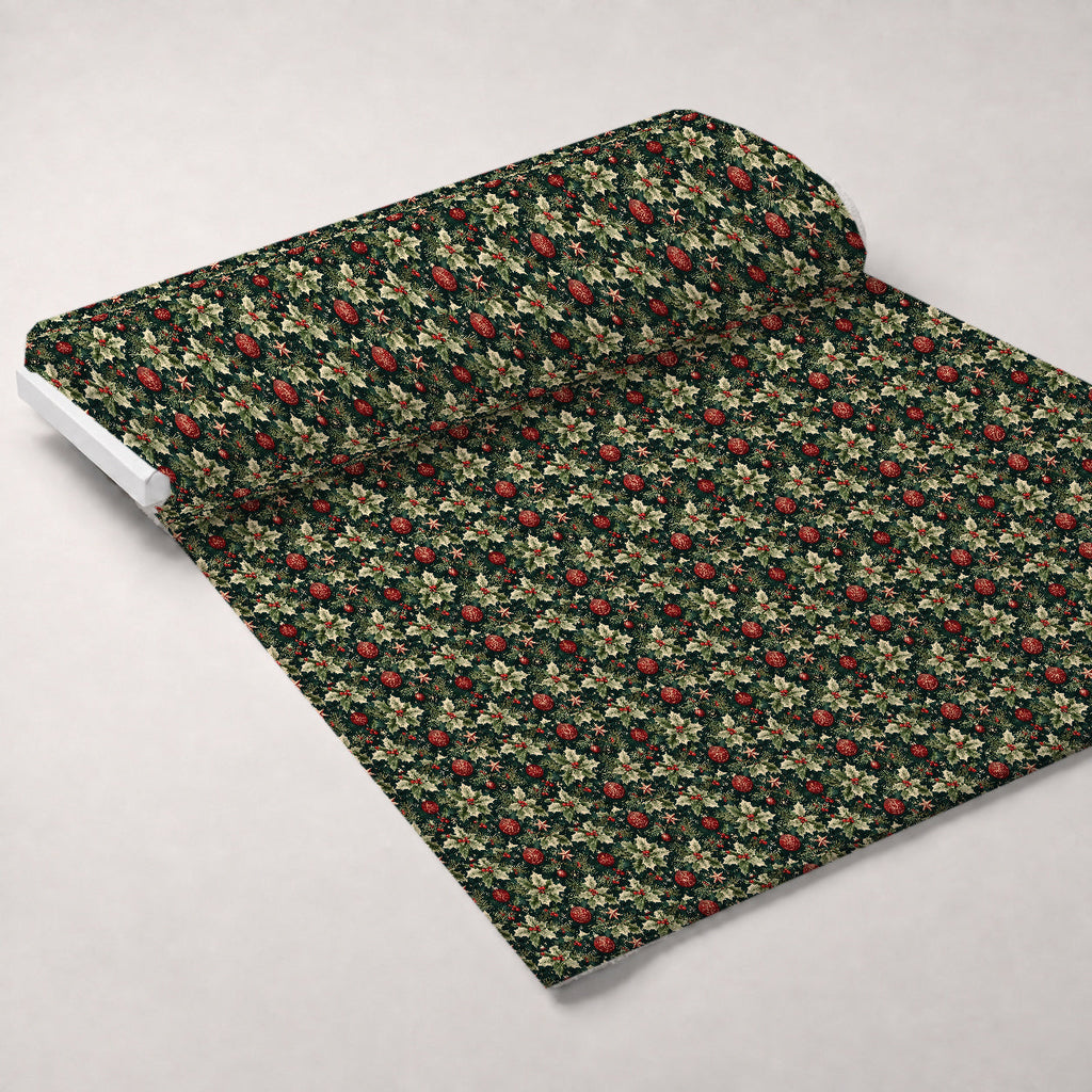 Festive Traditional Christmas Fleece Fabric — fleece fabric unrolled bolt preview (mv-fleece-v1:bolt)