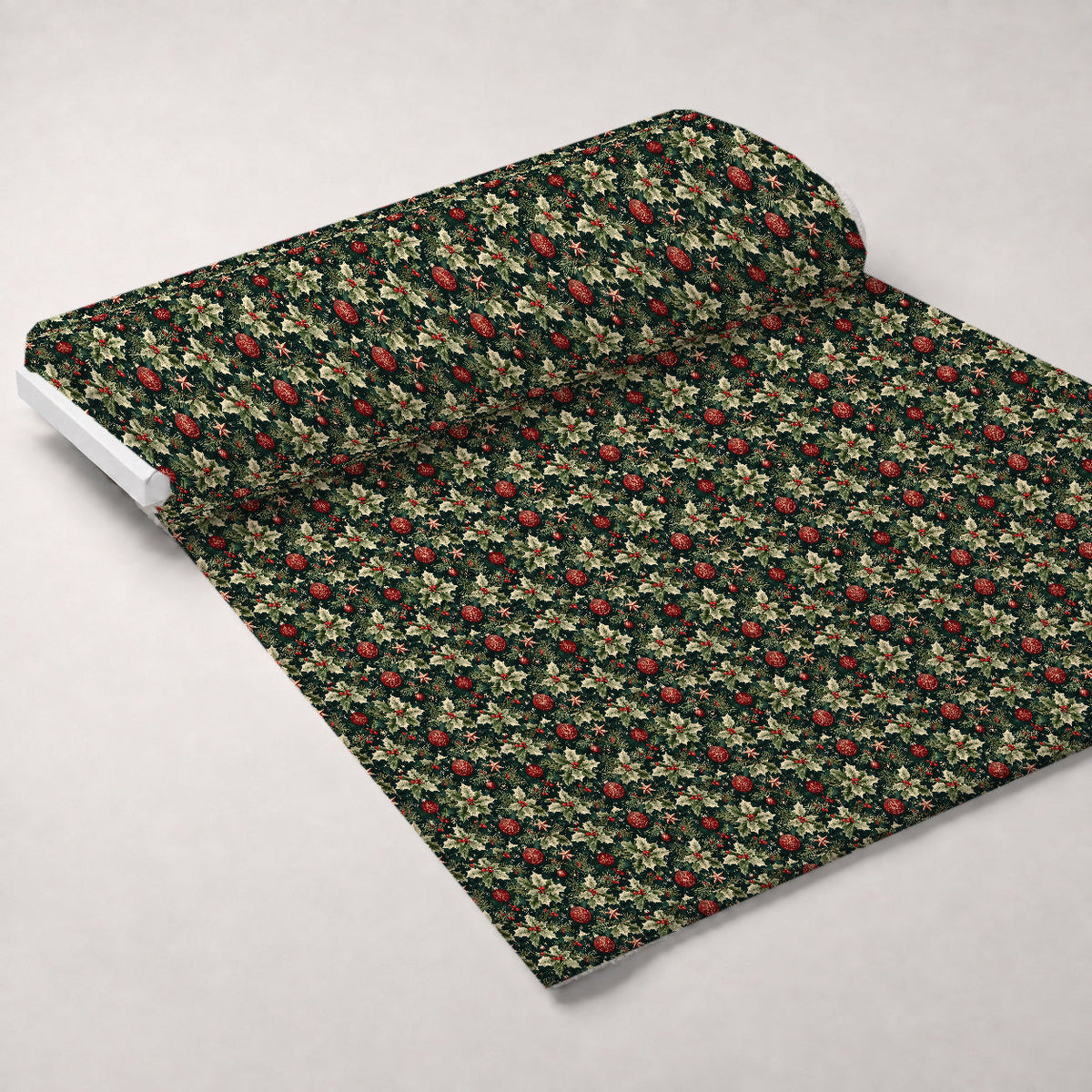 Festive Traditional Christmas Fleece Fabric — fleece fabric unrolled bolt preview (mv-fleece-v1:bolt)