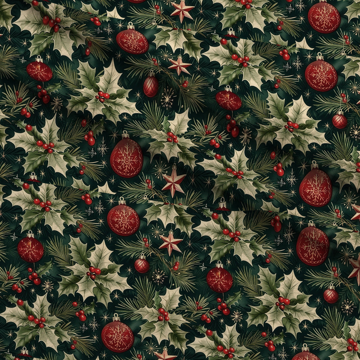 Festive Traditional Christmas Fleece Fabric — fleece fabric folded close-up preview (mv-fleece-v1:lying)