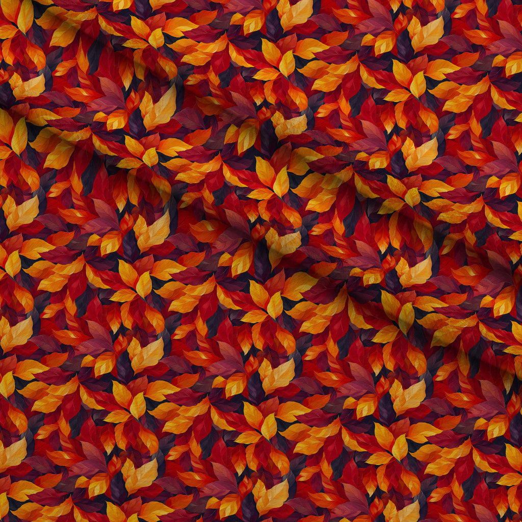 Fiery Foliage Pattern 1 Fleece Fabric — fleece fabric folded close-up preview (mv-fleece-v1:lying)