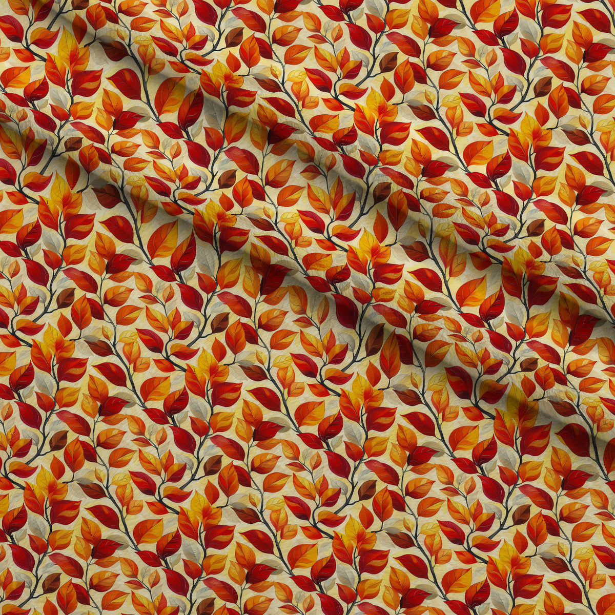 Fiery Foliage Pattern 11 Fleece Fabric — fleece fabric folded close-up preview (mv-fleece-v1:lying)