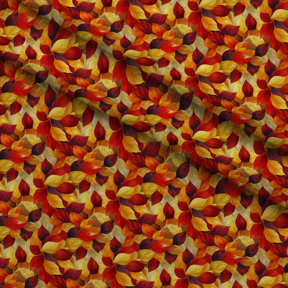 Fiery Foliage Pattern 2 Fleece Fabric — fleece fabric folded close-up preview (mv-fleece-v1:lying)