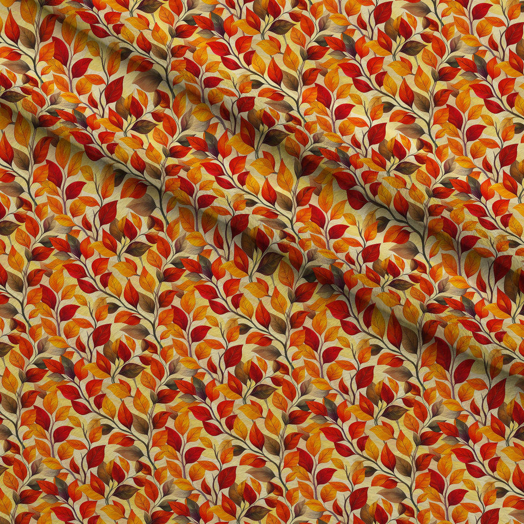 Fiery Foliage Pattern 3 Fleece Fabric — fleece fabric folded close-up preview (mv-fleece-v1:lying)