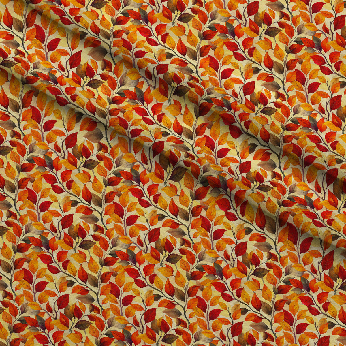 Fiery Foliage Pattern 3 Fleece Fabric — fleece fabric folded close-up preview (mv-fleece-v1:lying)