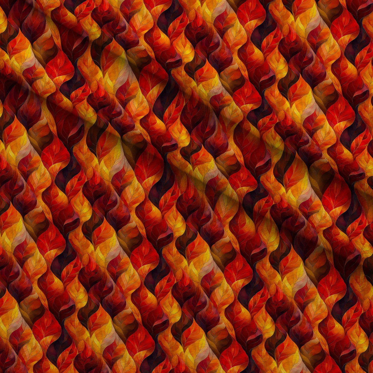 Fiery Foliage Pattern 4 Fleece Fabric — fleece fabric folded close-up preview (mv-fleece-v1:lying)