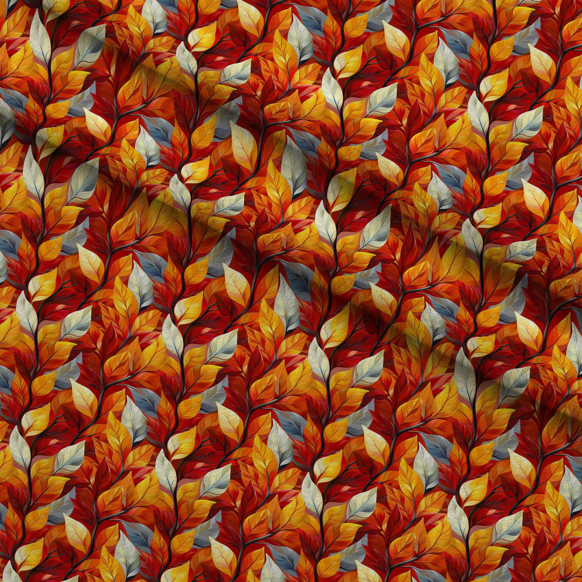 Fiery Foliage Pattern 5 Fleece Fabric — fleece fabric folded close-up preview (mv-fleece-v1:lying)