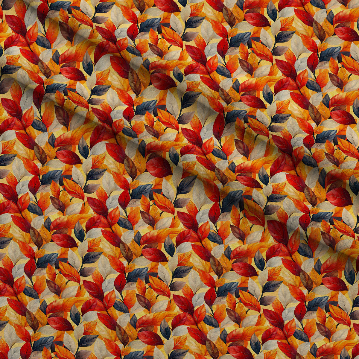 Fiery Foliage Pattern 8 Fleece Fabric — fleece fabric folded close-up preview (mv-fleece-v1:lying)