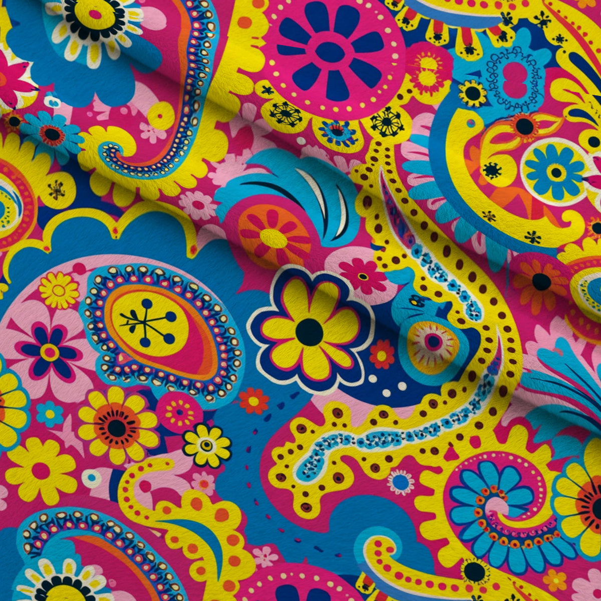 Fiesta Blooms Pattern 1 Fleece Fabric — fleece fabric folded close-up preview (mv-fleece-v1:lying)