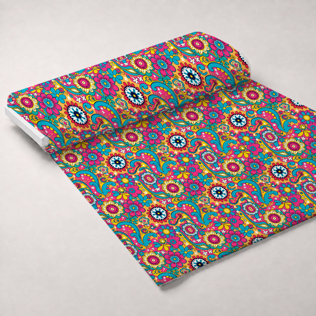 Fiesta Blooms Pattern 10 Fleece Fabric — fleece fabric unrolled bolt preview (mv-fleece-v1:bolt)