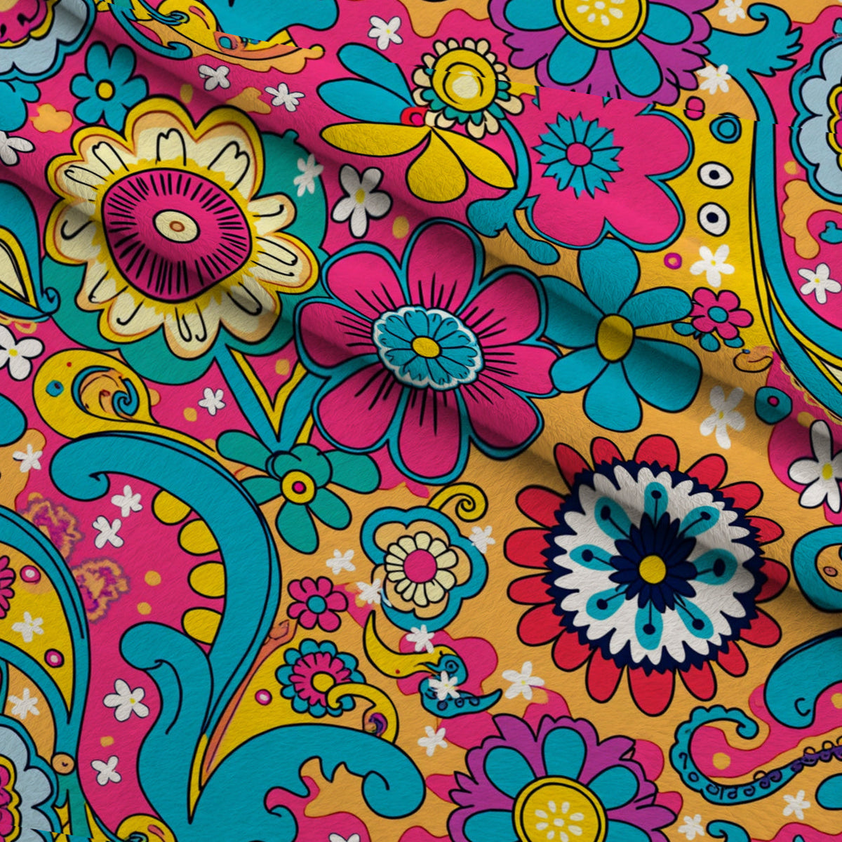 Fiesta Blooms Pattern 10 Fleece Fabric — fleece fabric folded close-up preview (mv-fleece-v1:lying)