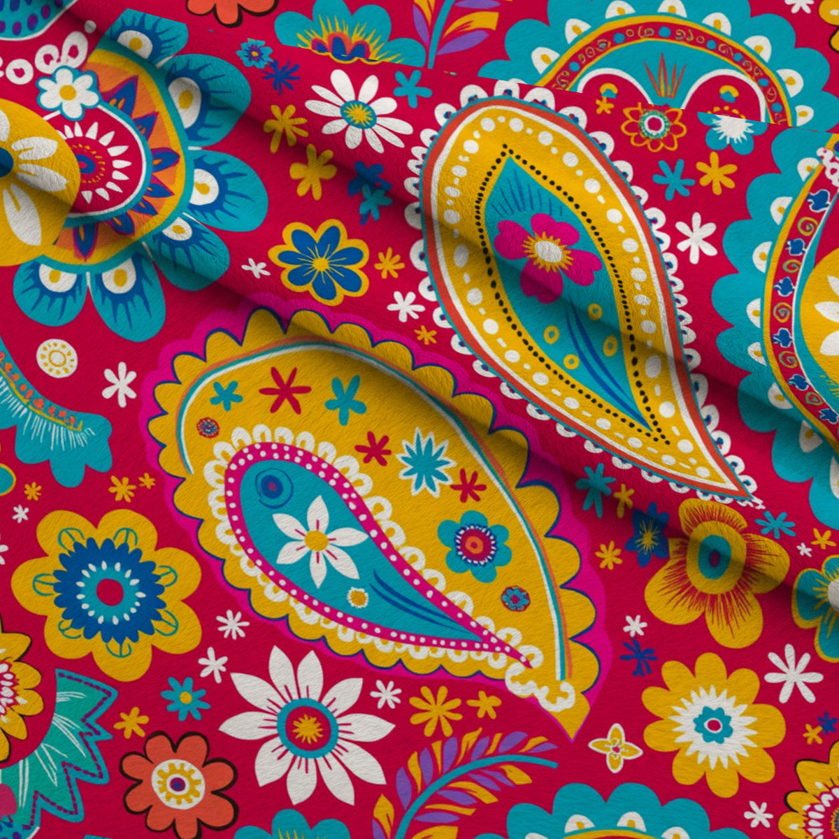 Fiesta Blooms Pattern 12 Fleece Fabric — fleece fabric folded close-up preview (mv-fleece-v1:lying)