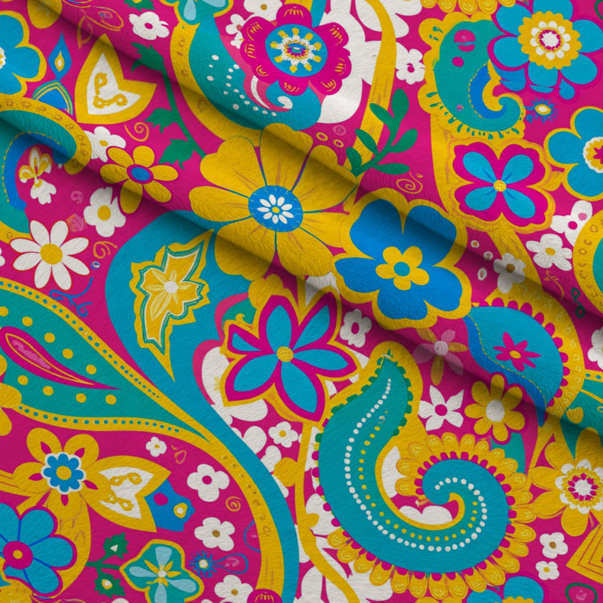 Fiesta Blooms Pattern 14 Fleece Fabric — fleece fabric folded close-up preview (mv-fleece-v1:lying)