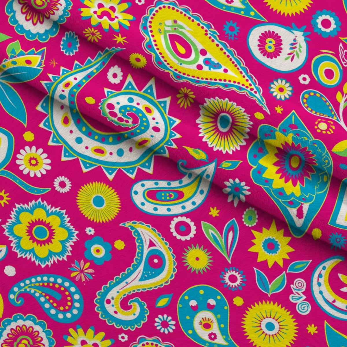 Fiesta Blooms Pattern 15 Fleece Fabric — fleece fabric folded close-up preview (mv-fleece-v1:lying)