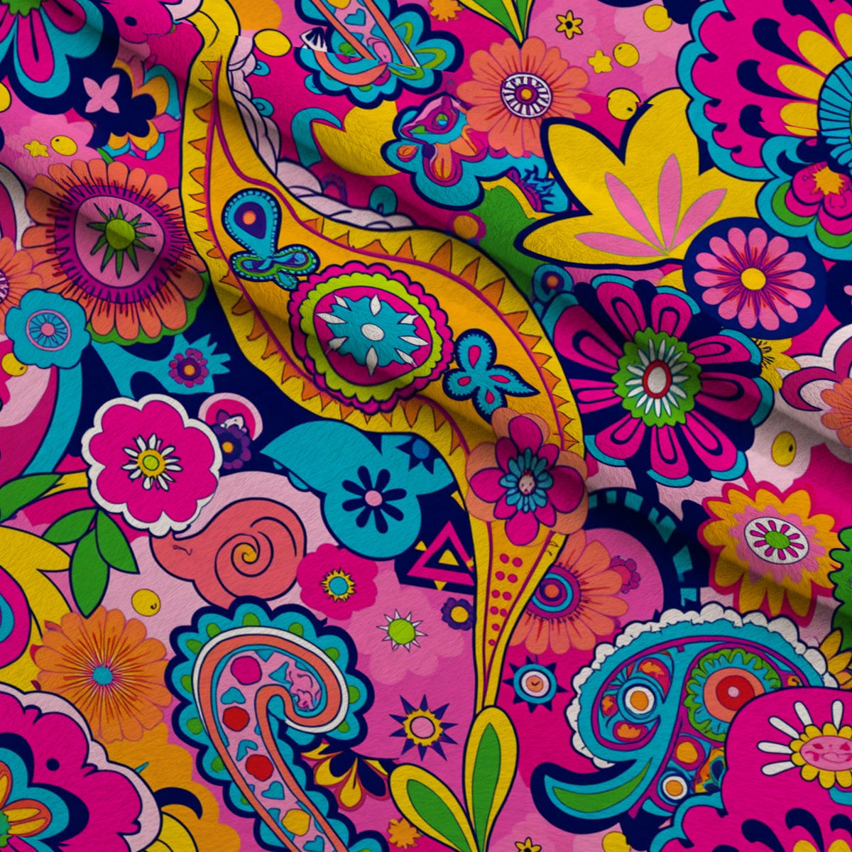 Fiesta Blooms Pattern 16 Fleece Fabric — fleece fabric folded close-up preview (mv-fleece-v1:lying)