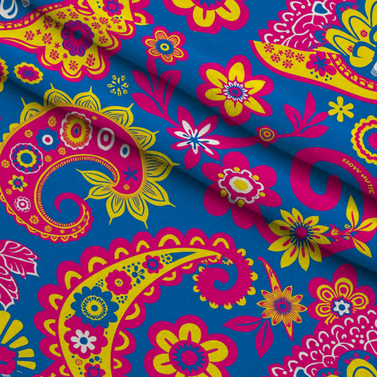 Fiesta Blooms Pattern 17 Fleece Fabric — fleece fabric folded close-up preview (mv-fleece-v1:lying)