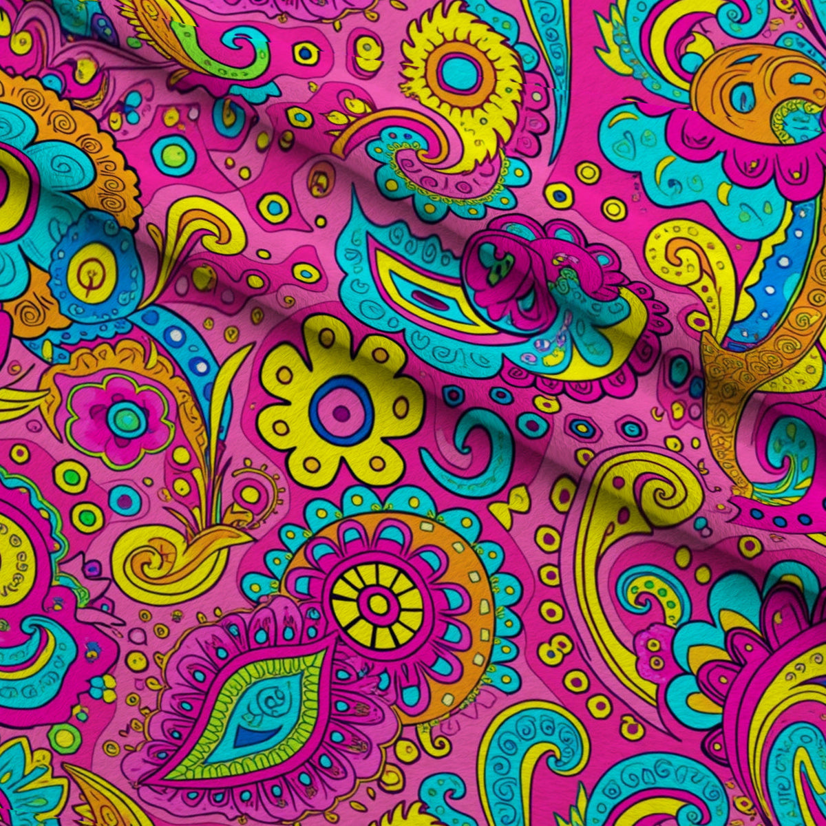 Fiesta Blooms Pattern 18 Fleece Fabric — fleece fabric folded close-up preview (mv-fleece-v1:lying)