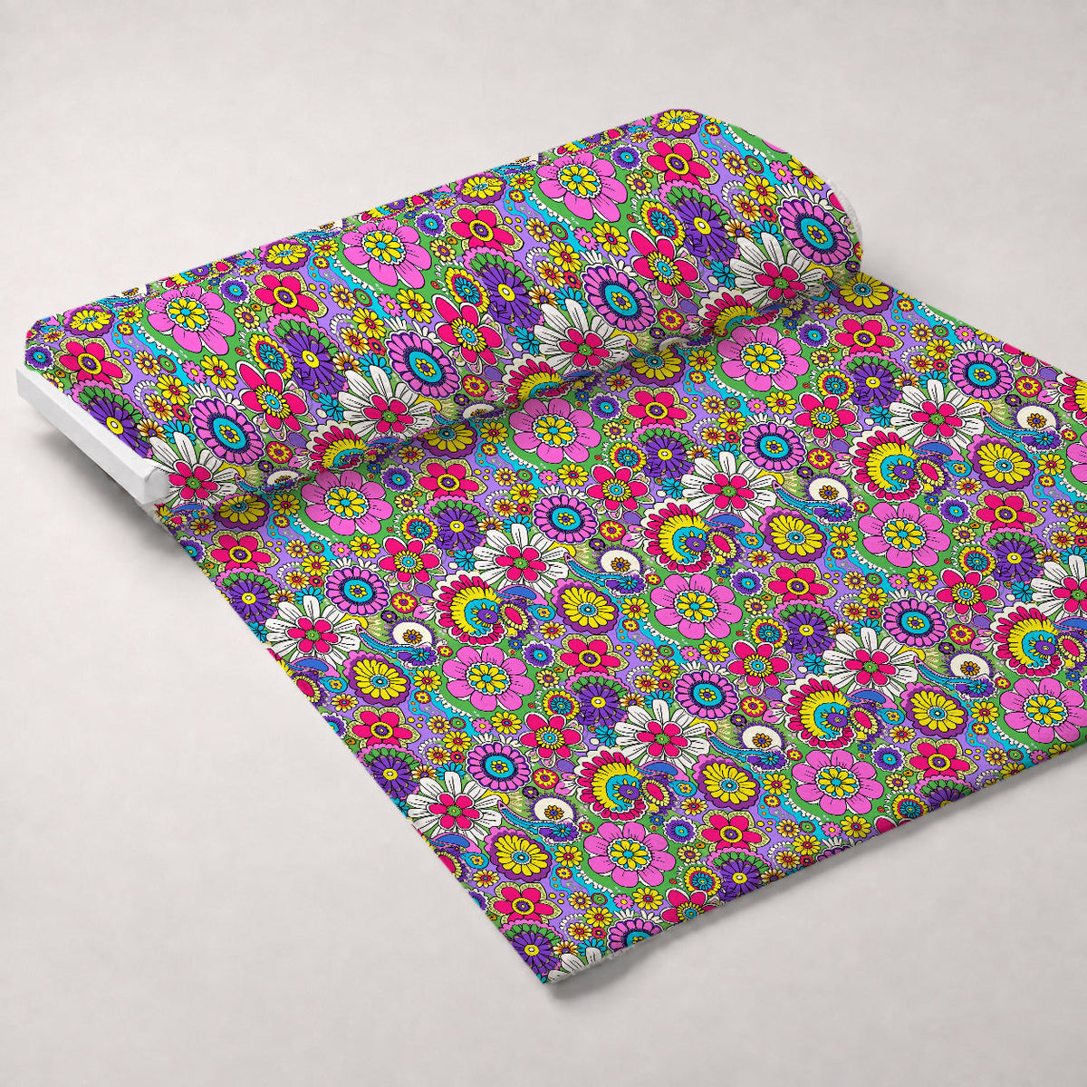 Fiesta Blooms Pattern 2 Fleece Fabric — fleece fabric unrolled bolt preview (mv-fleece-v1:bolt)