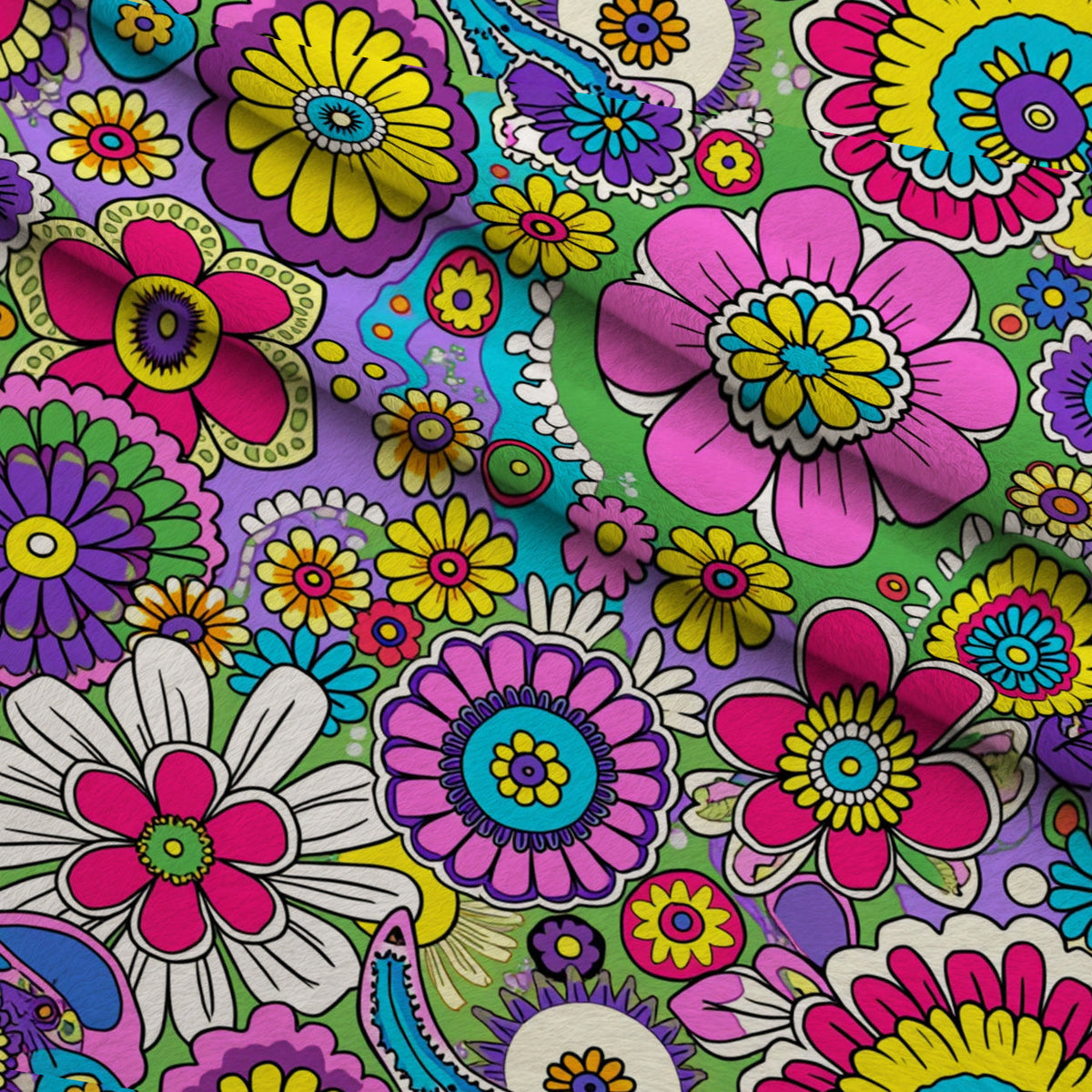 Fiesta Blooms Pattern 2 Fleece Fabric — fleece fabric folded close-up preview (mv-fleece-v1:lying)