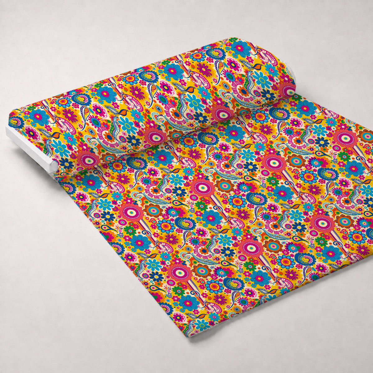 Fiesta Blooms Pattern 20 Fleece Fabric — fleece fabric unrolled bolt preview (mv-fleece-v1:bolt)