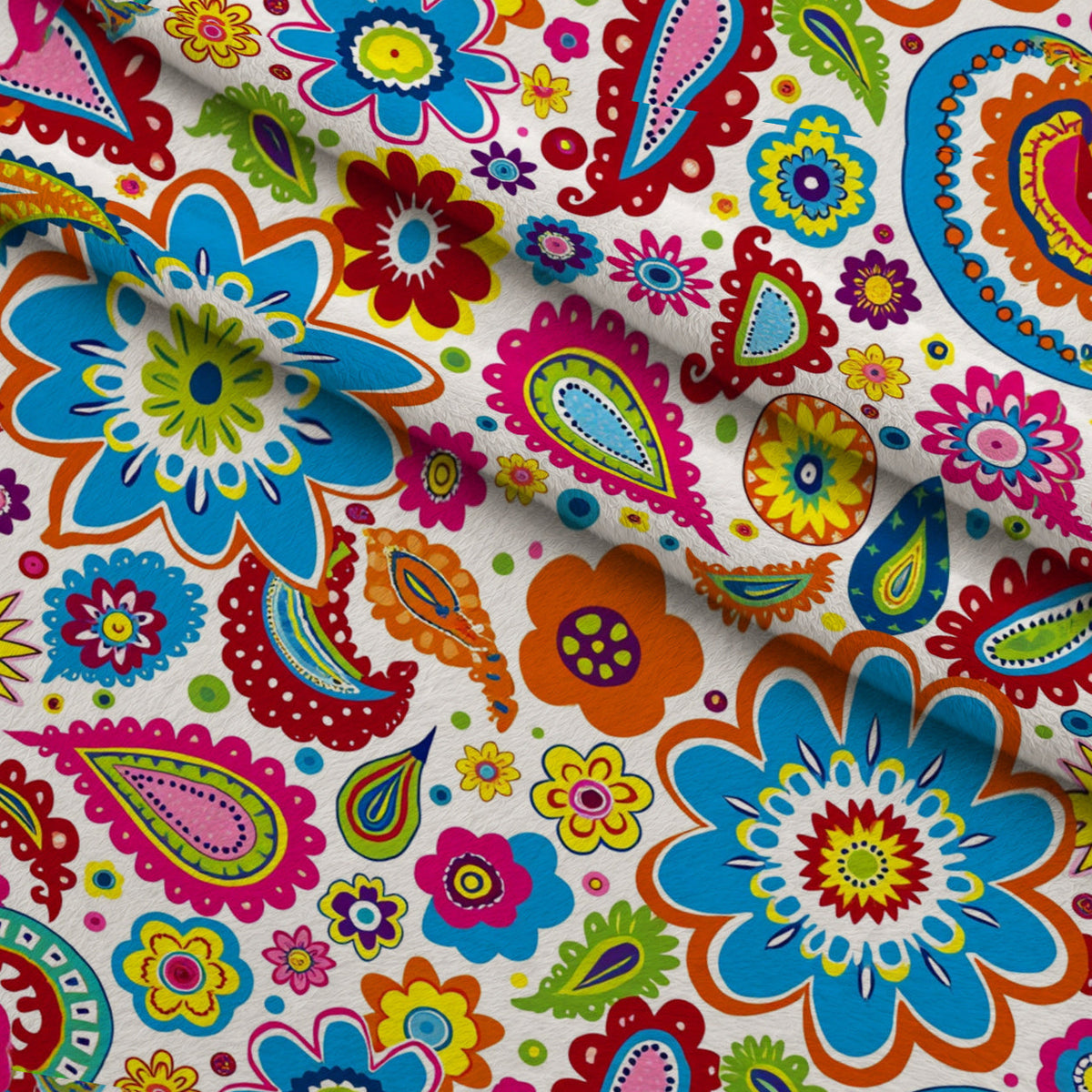 Fiesta Blooms Pattern 3 Fleece Fabric — fleece fabric folded close-up preview (mv-fleece-v1:lying)