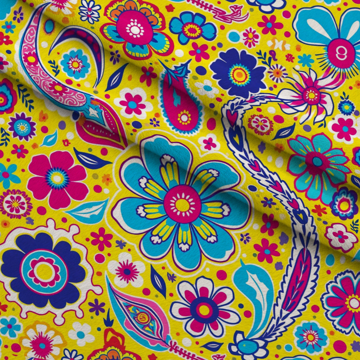 Fiesta Blooms Pattern 4 Fleece Fabric — fleece fabric folded close-up preview (mv-fleece-v1:lying)
