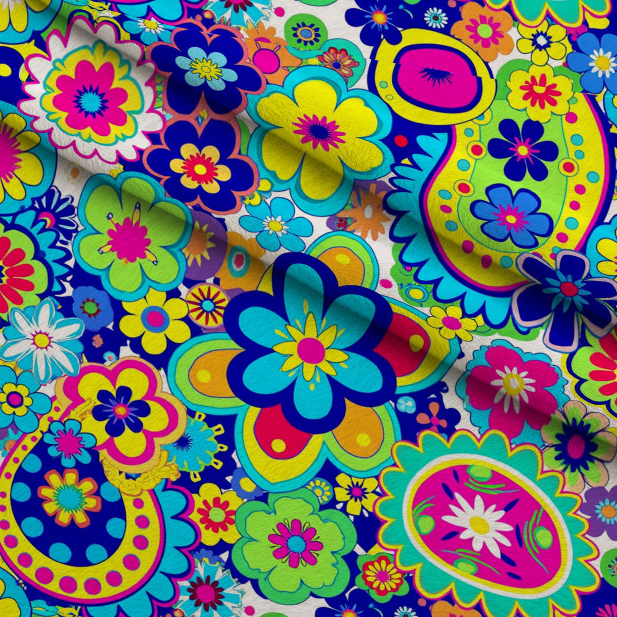 Fiesta Blooms Pattern 5 Fleece Fabric — fleece fabric folded close-up preview (mv-fleece-v1:lying)