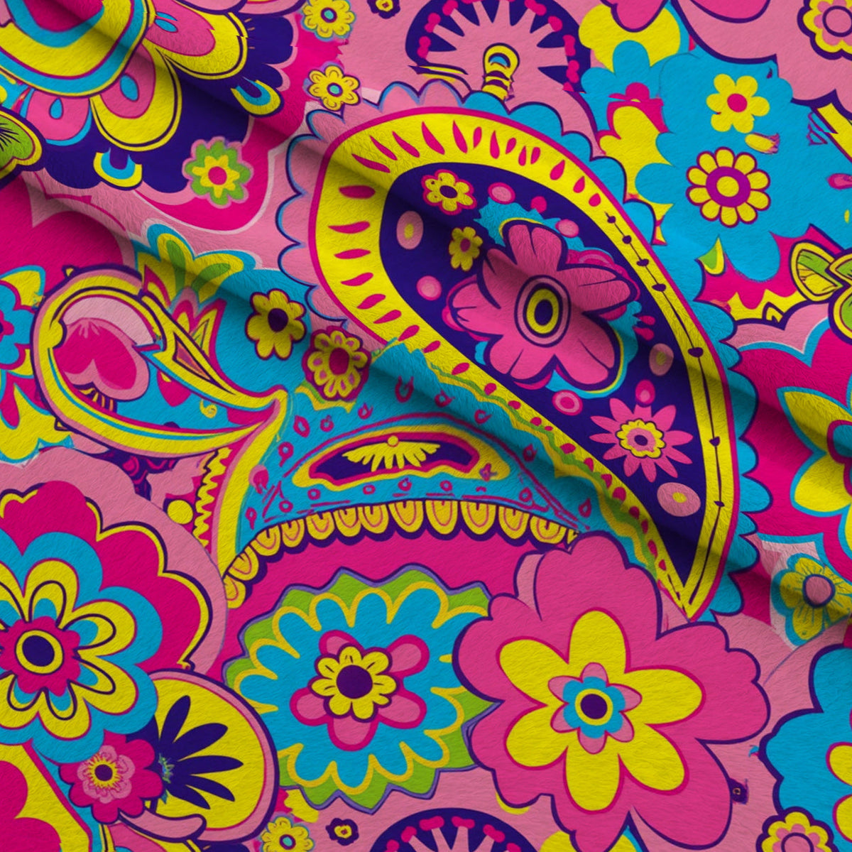 Fiesta Blooms Pattern 6 Fleece Fabric — fleece fabric folded close-up preview (mv-fleece-v1:lying)