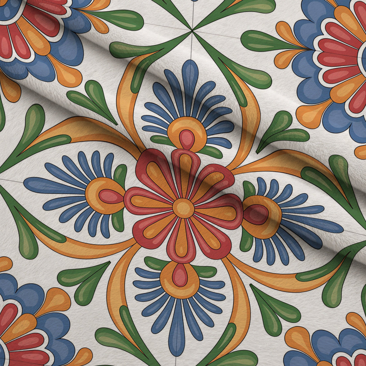 Fiesta Tiles Pattern 1 Fleece Fabric — fleece fabric folded close-up preview (mv-fleece-v1:lying)
