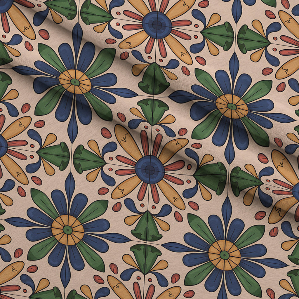 Fiesta Tiles Pattern 10 Fleece Fabric — fleece fabric folded close-up preview (mv-fleece-v1:lying)