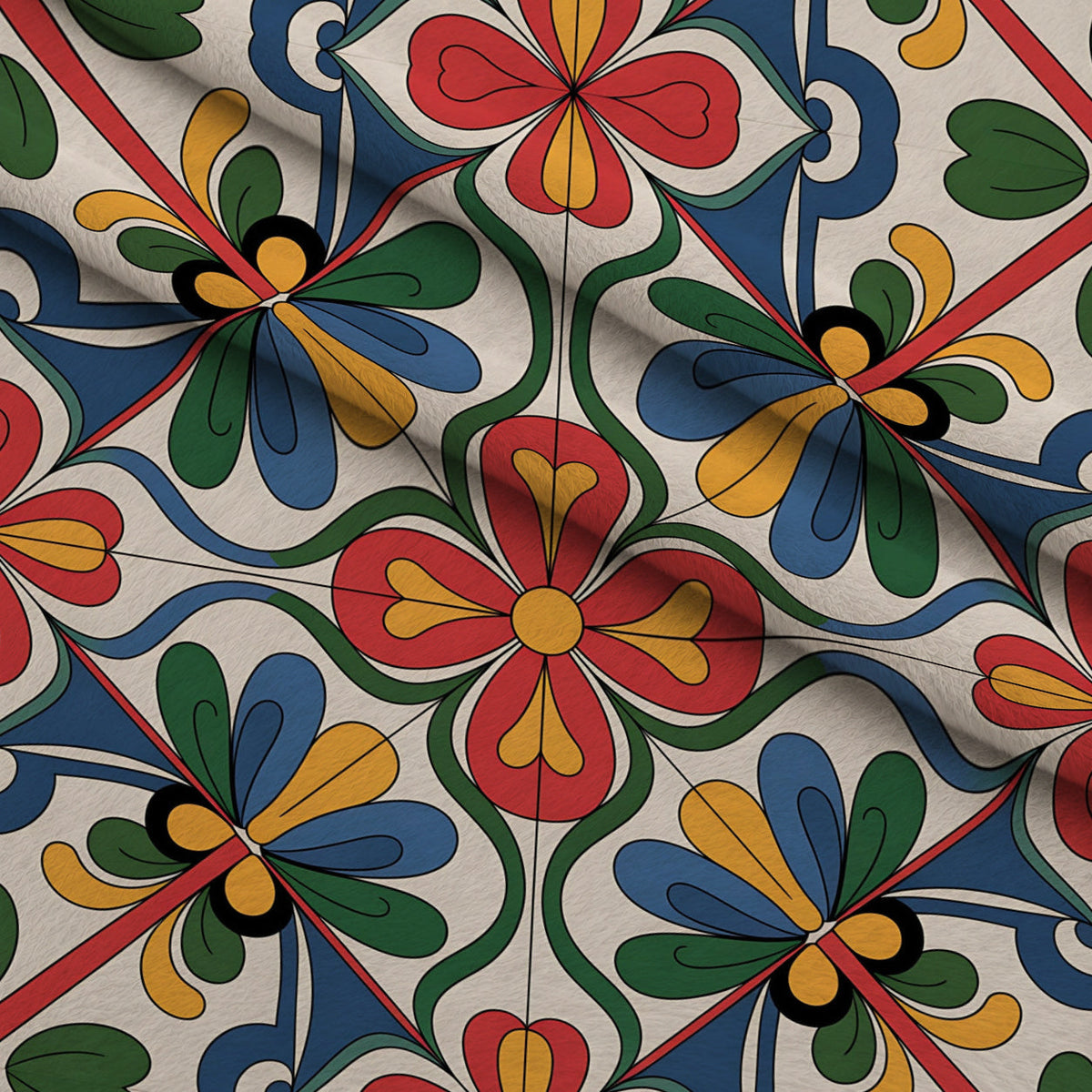 Fiesta Tiles Pattern 12 Fleece Fabric — fleece fabric folded close-up preview (mv-fleece-v1:lying)