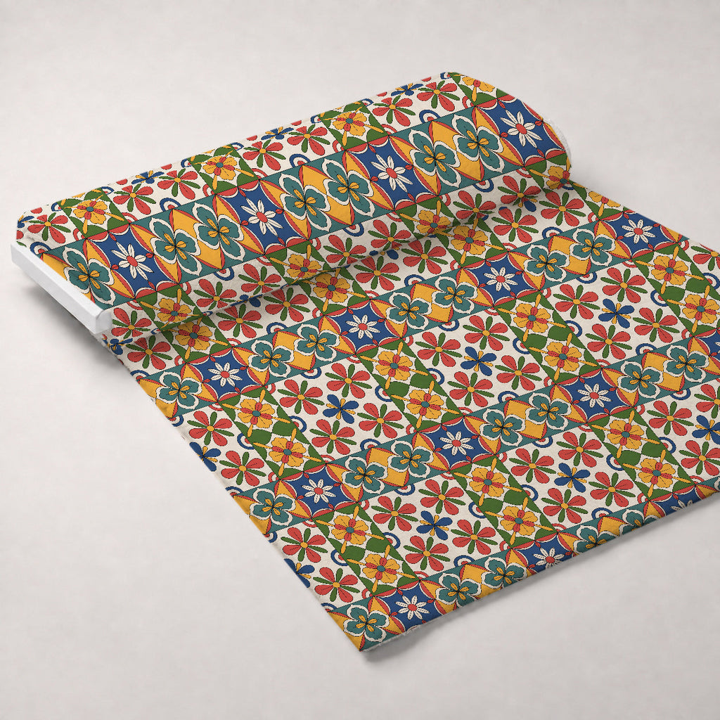 Fiesta Tiles Pattern 14 Fleece Fabric — fleece fabric unrolled bolt preview (mv-fleece-v1:bolt)