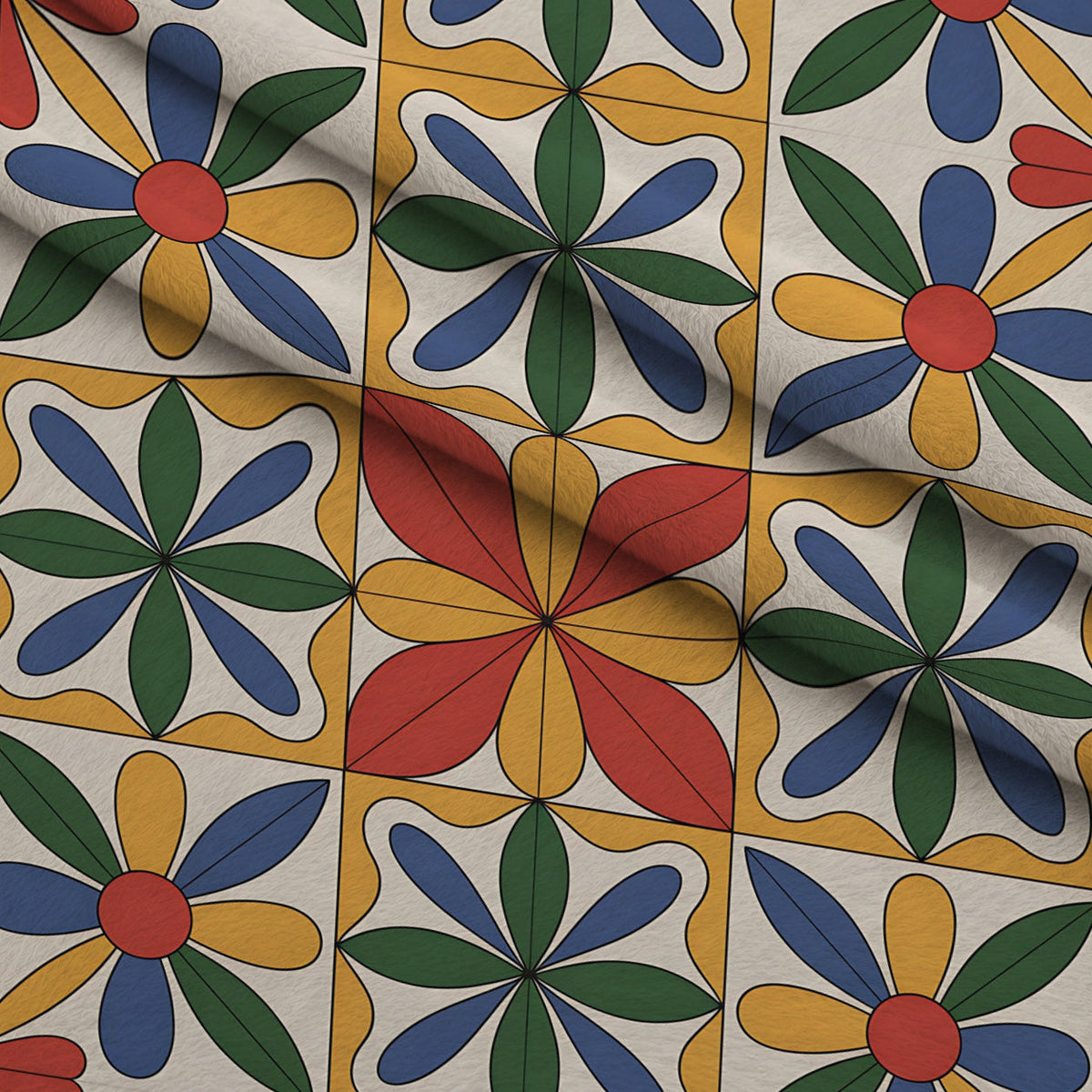Fiesta Tiles Pattern 15 Fleece Fabric — fleece fabric folded close-up preview (mv-fleece-v1:lying)