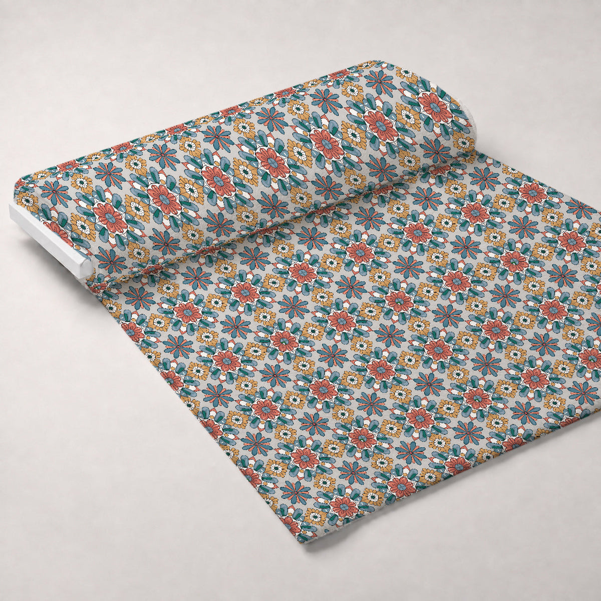 Fiesta Tiles Pattern 19 Fleece Fabric — fleece fabric unrolled bolt preview (mv-fleece-v1:bolt)