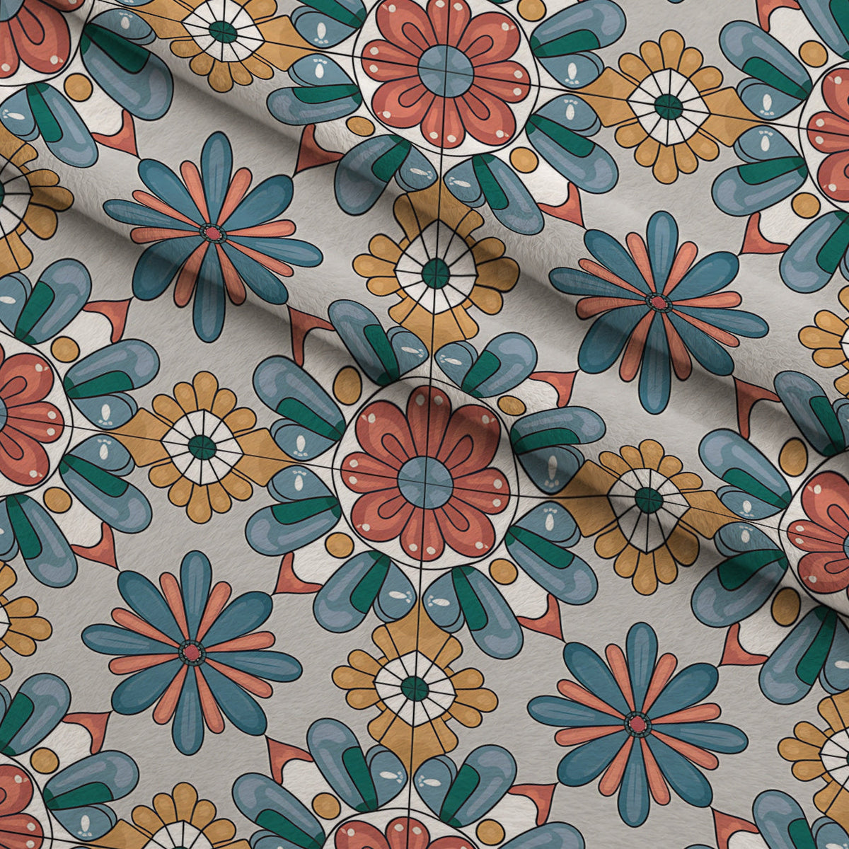 Fiesta Tiles Pattern 19 Fleece Fabric — fleece fabric folded close-up preview (mv-fleece-v1:lying)