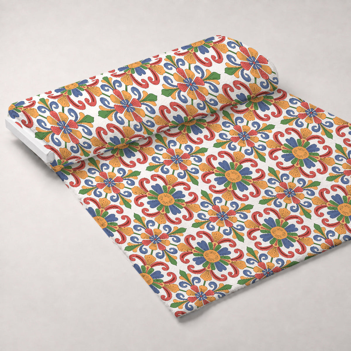 Fiesta Tiles Pattern 2 Fleece Fabric — fleece fabric unrolled bolt preview (mv-fleece-v1:bolt)