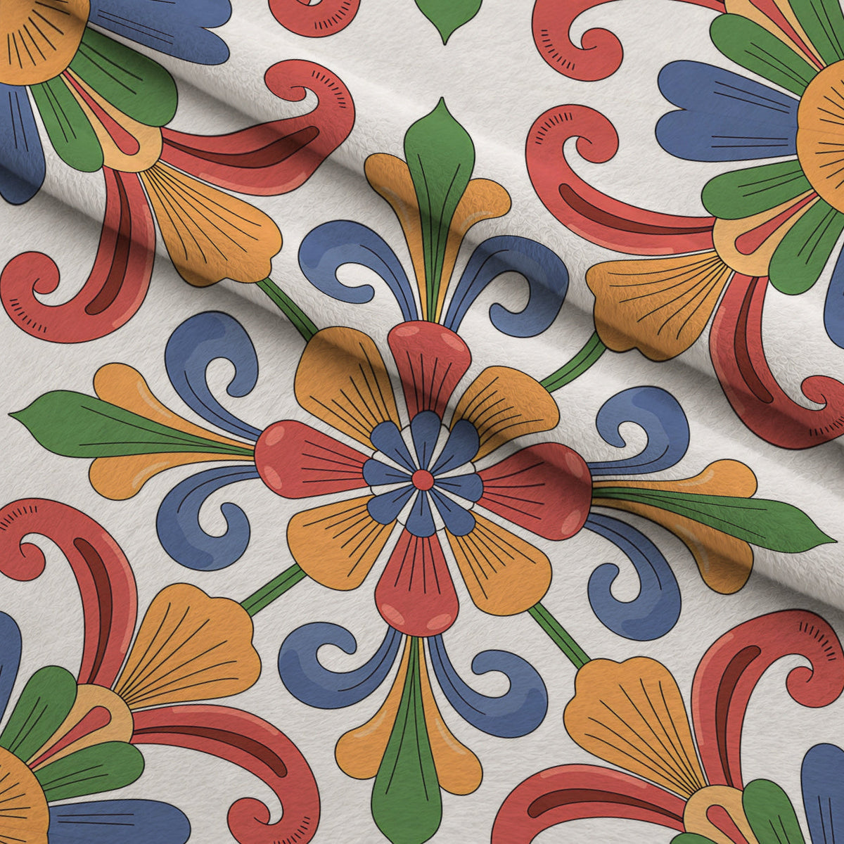 Fiesta Tiles Pattern 2 Fleece Fabric — fleece fabric folded close-up preview (mv-fleece-v1:lying)