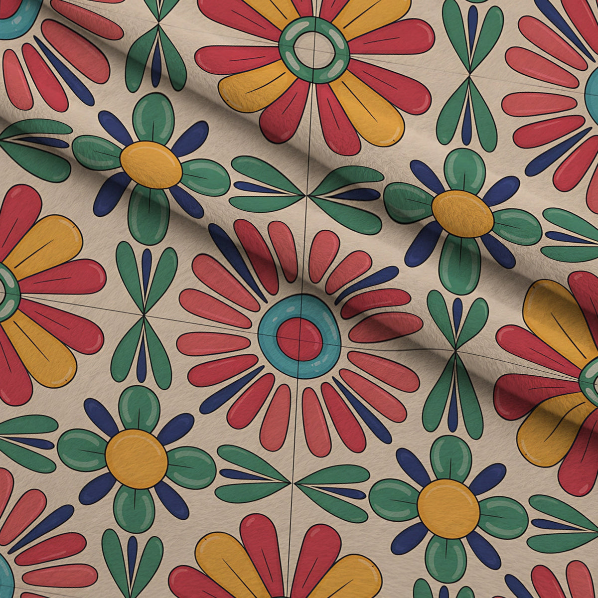 Fiesta Tiles Pattern 23 Fleece Fabric — fleece fabric folded close-up preview (mv-fleece-v1:lying)