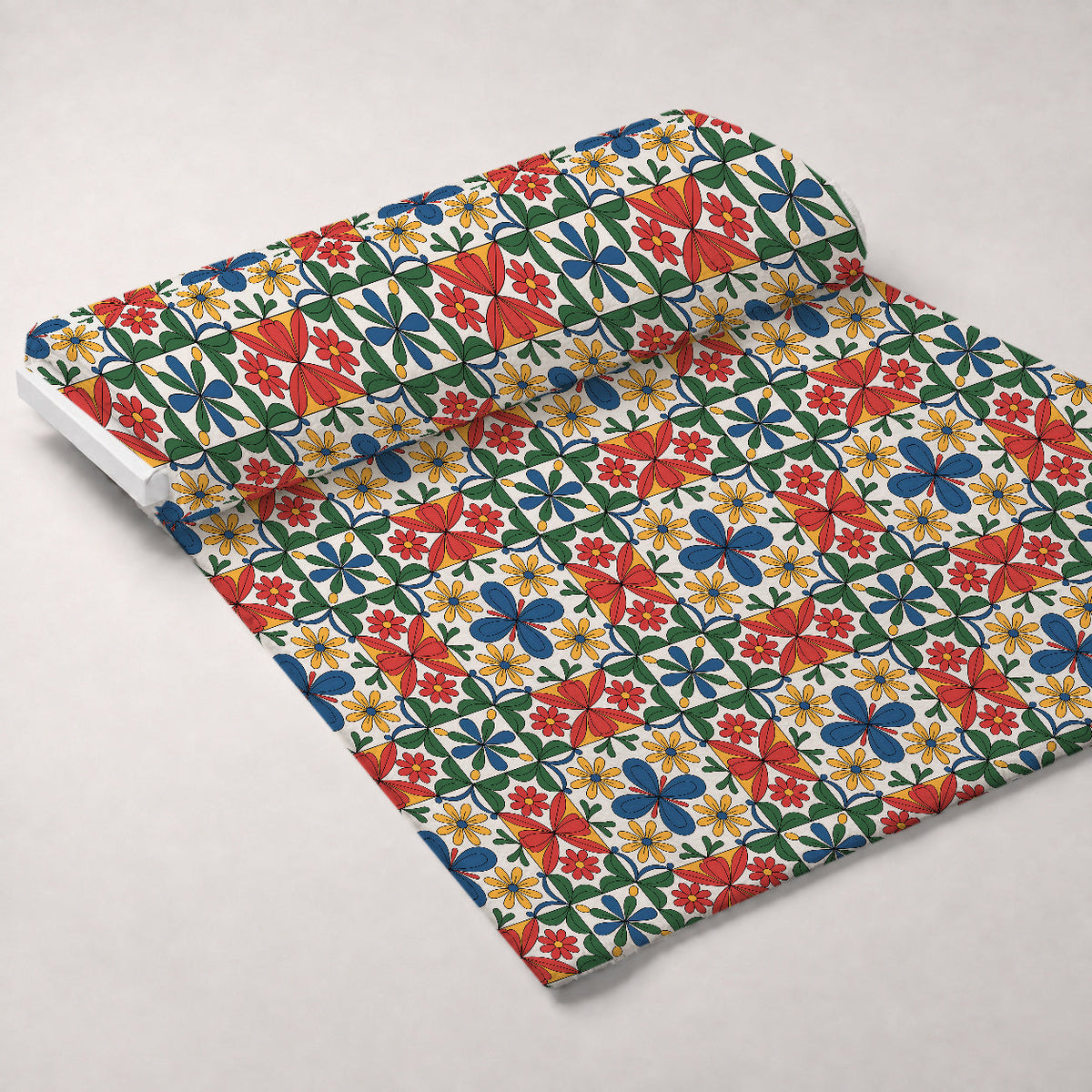 Fiesta Tiles Pattern 24 Fleece Fabric — fleece fabric unrolled bolt preview (mv-fleece-v1:bolt)